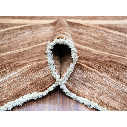 Modern and Contemporary Wool Hand Knotted Rug Brown No Border 8.0X10.0 -O074563