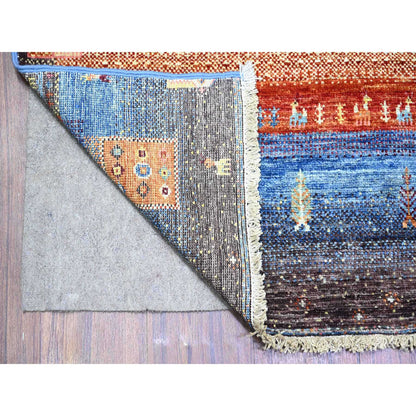 Tribal & Geometric Wool Hand Knotted Rug Blue No Border 8.0X9.7 -O074569