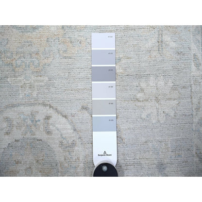 Oushak And Peshawar Wool Hand Knotted Rug Grey Cinereous Gray 3.9X9.7 -O074576