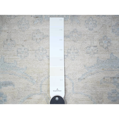 Oushak And Peshawar Wool Hand Knotted Rug Ivory Uranian Blue 4.1X12.0 -O074578