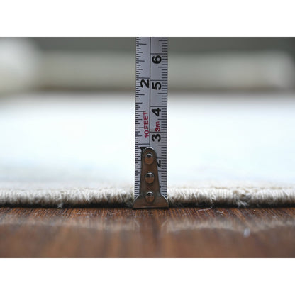 Oushak And Peshawar Wool Hand Knotted Rug Ivory Uranian Blue 4.1X12.0 -O074578