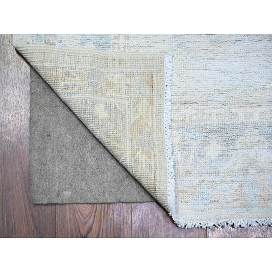 Oushak And Peshawar Wool Hand Knotted Rug Grey Gray 3.1X12.1 -O074581