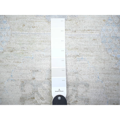 Oushak And Peshawar Wool Hand Knotted Rug Grey Gray 3.1X12.1 -O074581