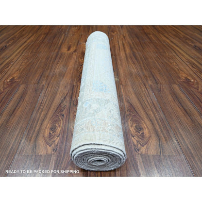 Oushak And Peshawar Wool Hand Knotted Rug Grey Gray 3.1X12.1 -O074581