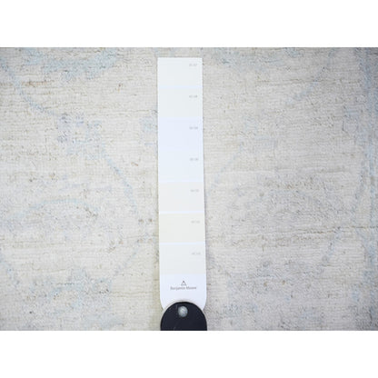 Oushak And Peshawar Wool Hand Knotted Rug Ivory Silver 2.8X10.8 -O074583