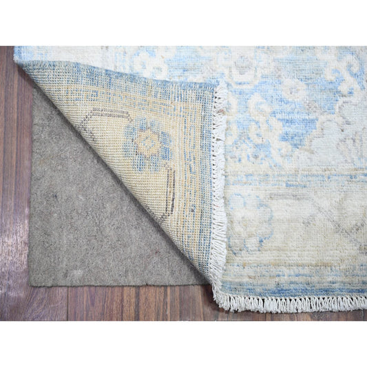 Oushak And Peshawar Wool Hand Knotted Rug Blue Blue 2.6X16.2 -O074584