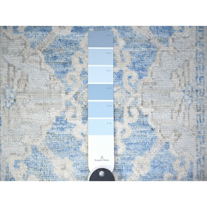 Oushak And Peshawar Wool Hand Knotted Rug Blue Blue 2.6X16.2 -O074584