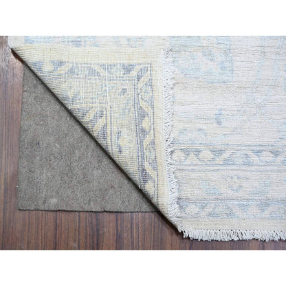 Oushak And Peshawar Wool Hand Knotted Rug Ivory Gentle Gray 2.7X11.9 -O074586