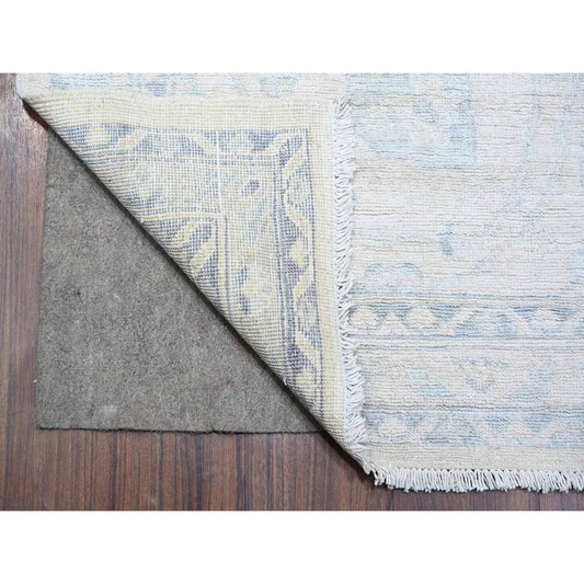 Oushak And Peshawar Wool Hand Knotted Rug Ivory Gentle Gray 2.7X11.9 -O074586