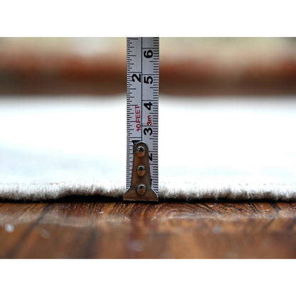 Oushak And Peshawar Wool Hand Knotted Rug Ivory Gentle Gray 2.7X11.9 -O074586