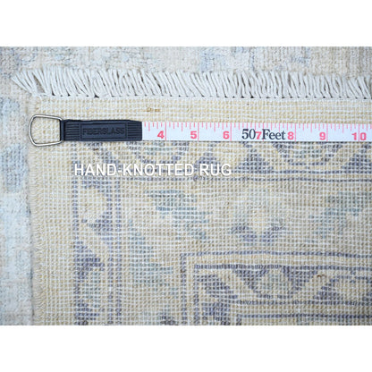 Oushak And Peshawar Wool Hand Knotted Rug Ivory Gentle Gray 2.7X11.9 -O074586