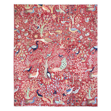 Oushak And Peshawar Wool Hand Knotted Rug Red No Border 8.2X10.1 -O074587