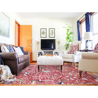 Oushak And Peshawar Wool Hand Knotted Rug Red No Border 8.2X10.1 -O074587