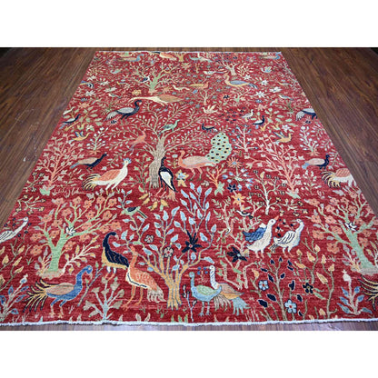 Oushak And Peshawar Wool Hand Knotted Rug Red No Border 8.2X10.1 -O074587