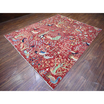 Oushak And Peshawar Wool Hand Knotted Rug Red No Border 8.2X10.1 -O074587