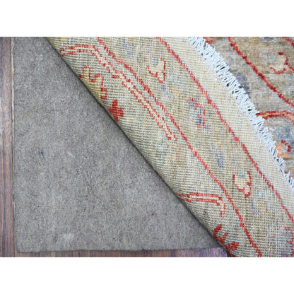 Oushak And Peshawar Wool Hand Knotted Rug Ivory Gray 7.10X7.11 -O074596