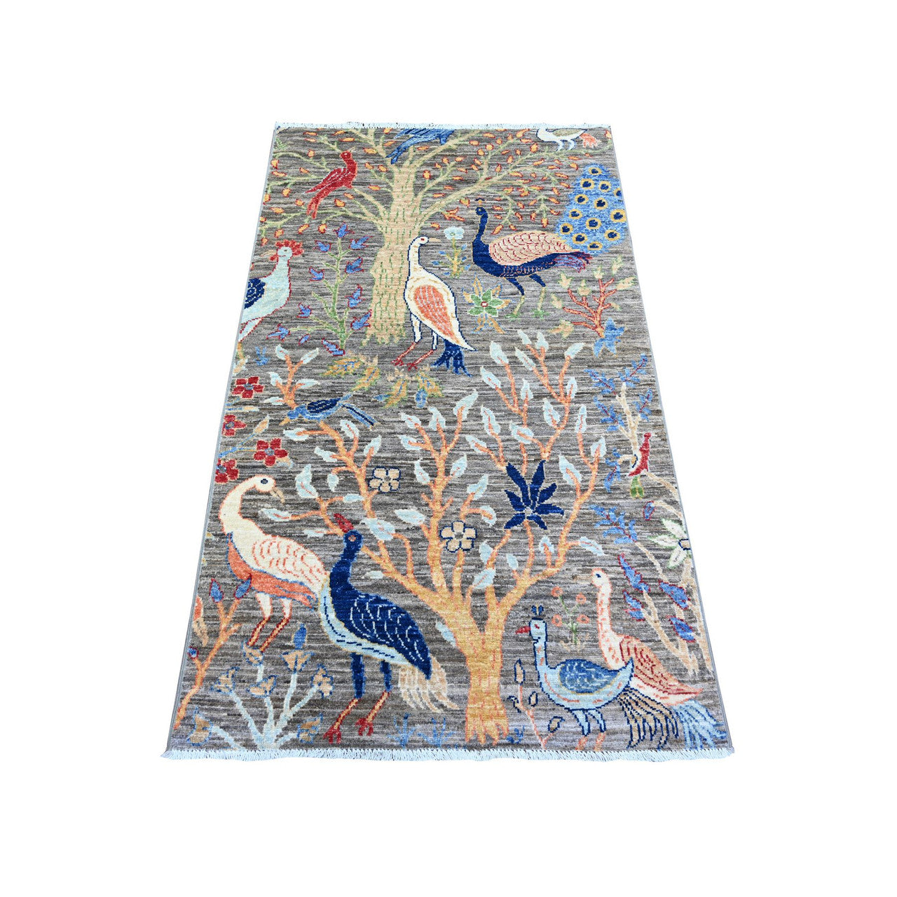 Oushak And Peshawar Wool Hand Knotted Rug Grey No Border 3.0X5.0 -O074599