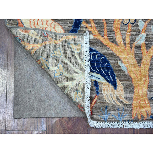 Oushak And Peshawar Wool Hand Knotted Rug Grey No Border 3.0X5.0 -O074599