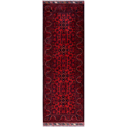 Tribal & Geometric Wool Hand Knotted Rug Red 1.9x4.11 -O0745