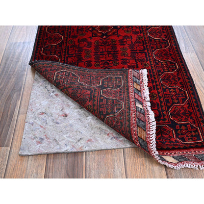 Tribal & Geometric Wool Hand Knotted Rug Red 1.9x4.11 -O0745