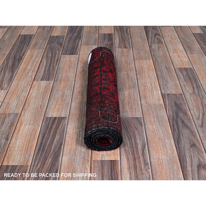 Tribal & Geometric Wool Hand Knotted Rug Red 1.9x4.11 -O0745
