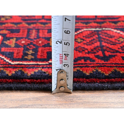 Tribal & Geometric Wool Hand Knotted Rug Red 1.9x4.11 -O0745
