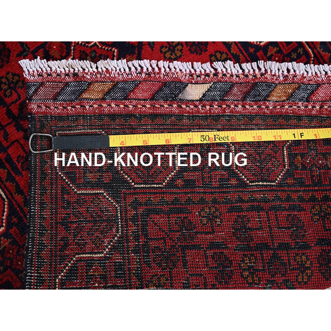Red 1'9" x 4'11" Tribal & Geometric Hand knotted Wool Rug - Sku: O0745