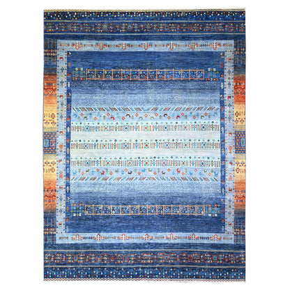 Tribal & Geometric Wool Hand Knotted Rug Blue Blue 8.11X11.11 -O074601