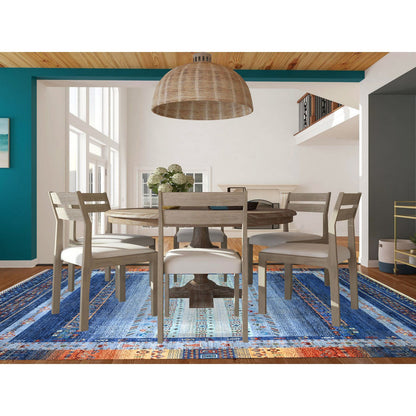 Tribal & Geometric Wool Hand Knotted Rug Blue Blue 8.11X11.11 -O074601