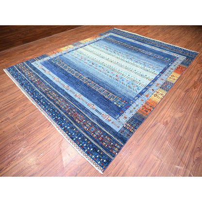 Tribal & Geometric Wool Hand Knotted Rug Blue Blue 8.11X11.11 -O074601