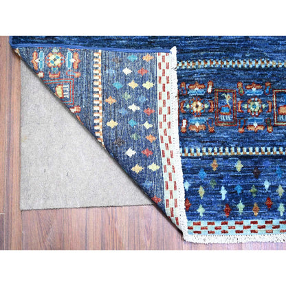 Tribal & Geometric Wool Hand Knotted Rug Blue Blue 8.11X11.11 -O074601