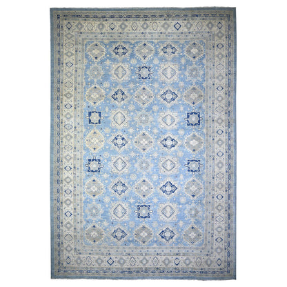 Kazak Wool Hand Knotted Rug Blue White 12.1X17.4 -O074602