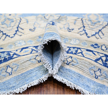 Kazak Wool Hand Knotted Rug Blue White 12.1X17.4 -O074602