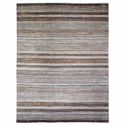 Modern and Contemporary Wool Hand Knotted Rug Brown No Border 9.0X11.8 -O074603