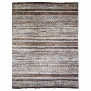 Modern and Contemporary Wool Hand Knotted Rug Brown No Border 9.0X11.8 -O074603