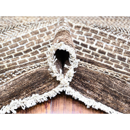 Modern and Contemporary Wool Hand Knotted Rug Brown No Border 9.0X11.8 -O074603