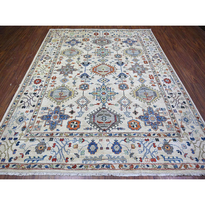Oushak And Peshawar Wool Hand Knotted Rug Grey Gray 8.0X9.8 -O074611