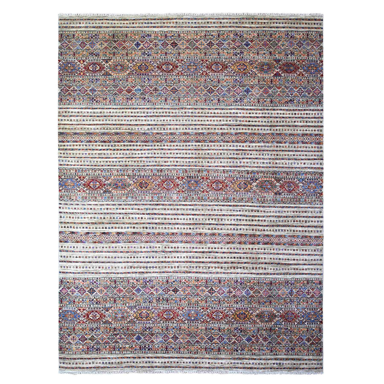 Ivory 8'10" x 11'10" Kazak Hand knotted Wool Rug - Sku: O074619