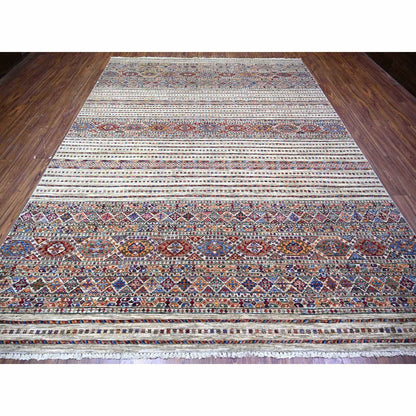 Kazak Wool Hand Knotted Rug Ivory No Border 8.10X11.10 -O074619