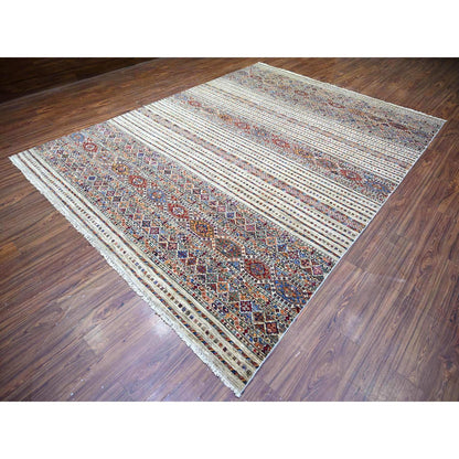 Kazak Wool Hand Knotted Rug Ivory No Border 8.10X11.10 -O074619