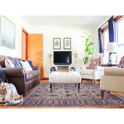 Oushak And Peshawar Wool Hand Knotted Rug Grey Gray 7.9X9.6 -O074624