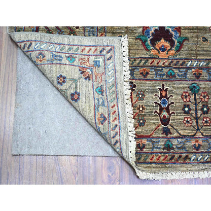Oushak And Peshawar Wool Hand Knotted Rug Grey Gray 7.9X9.6 -O074624