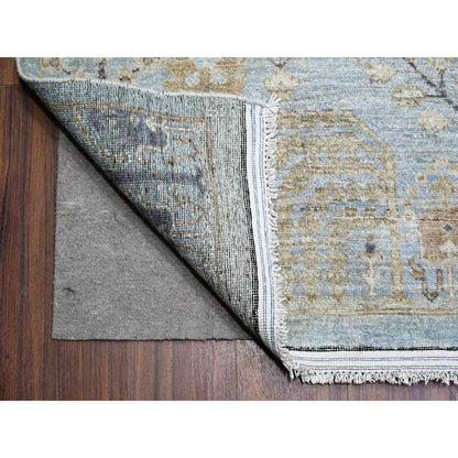 Tribal & Geometric Wool Hand Knotted Rug Blue No Border 11.9X15.0 -O074627