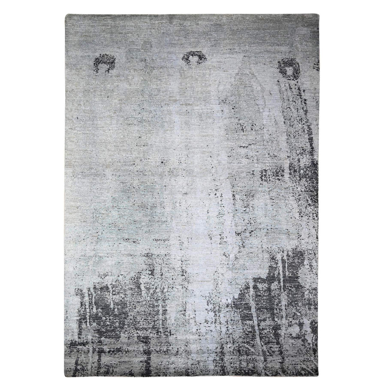 Gray 8'10" x 12'9" Modern and Contemporary Hand knotted Wool Rug - Sku: O074628