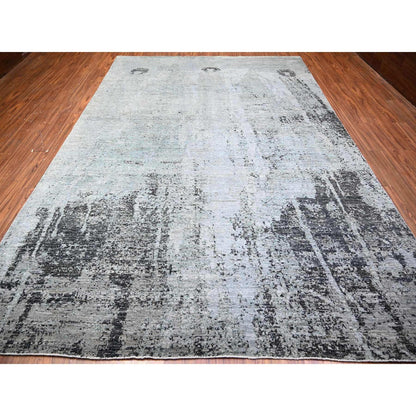 Modern and Contemporary Wool Hand Knotted Rug Grey No Border 8.10X12.9 -O074628