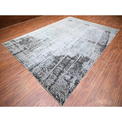 Modern and Contemporary Wool Hand Knotted Rug Grey No Border 8.10X12.9 -O074628