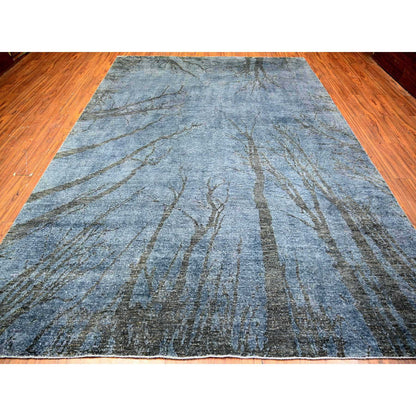 Modern and Contemporary Wool Hand Knotted Rug Grey No Border 8.10X12.1 -O074629