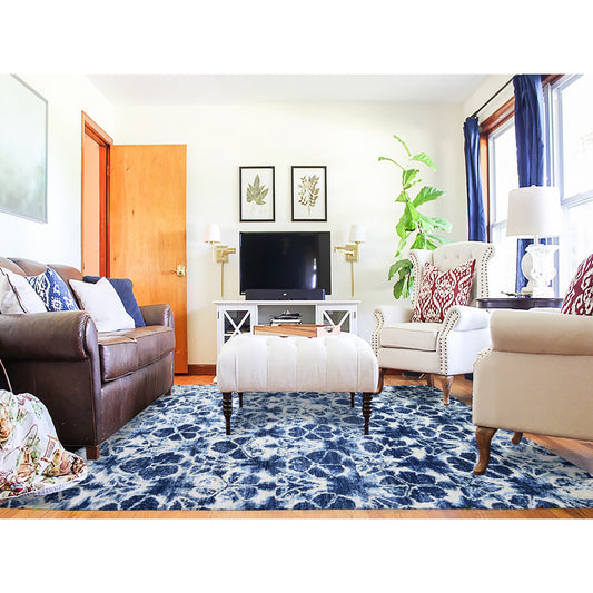 Modern and Contemporary Wool Hand Knotted Rug Blue No Border 7.10X10.2 -O074630