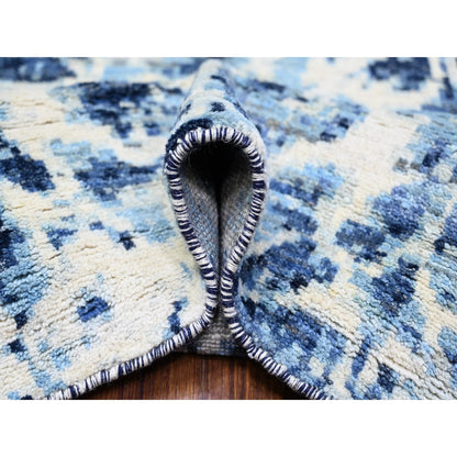 Modern and Contemporary Wool Hand Knotted Rug Blue No Border 7.10X10.2 -O074630