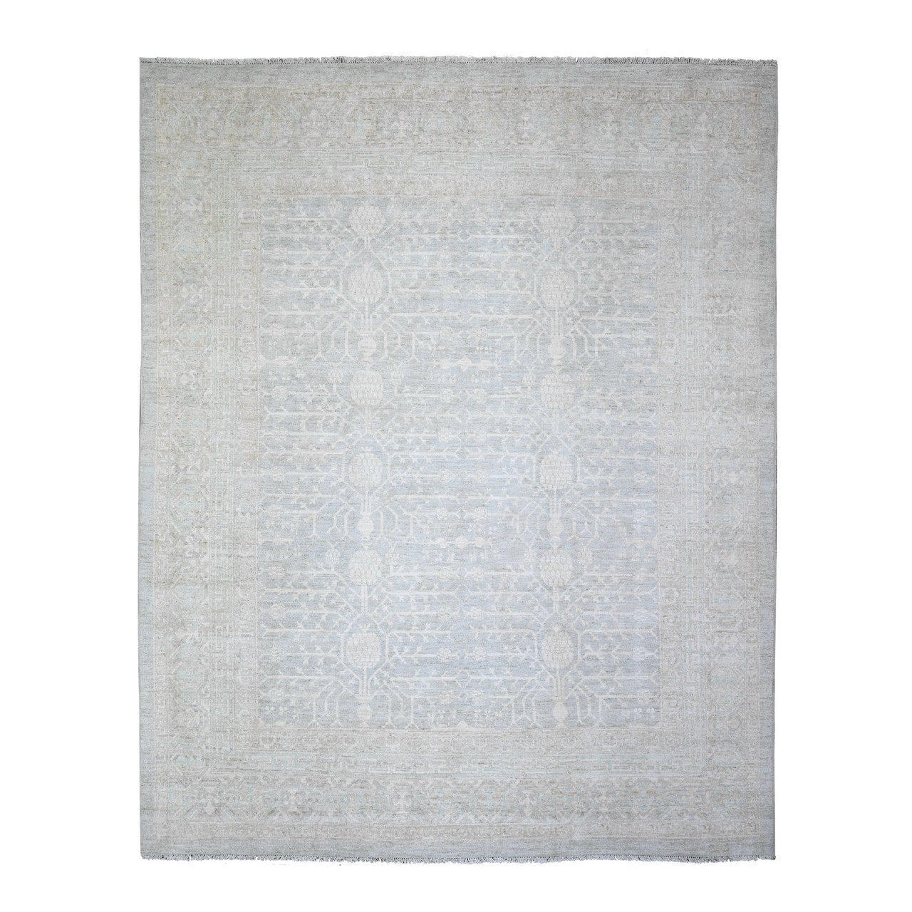 Gray 7'11" x 9'10" Khotan and Samarkand Hand knotted Wool Rug - Sku: O074640